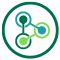 Green circle connect icon, connecting dots in the center.