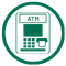 Green circle "ATM" icon with ATM machine in center.