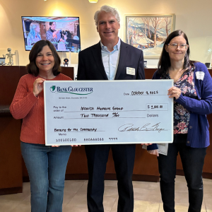 BankGloucester President presenting a check to fourth place winner Ipswich Humane Group at the 2025 Banking for the Community event.